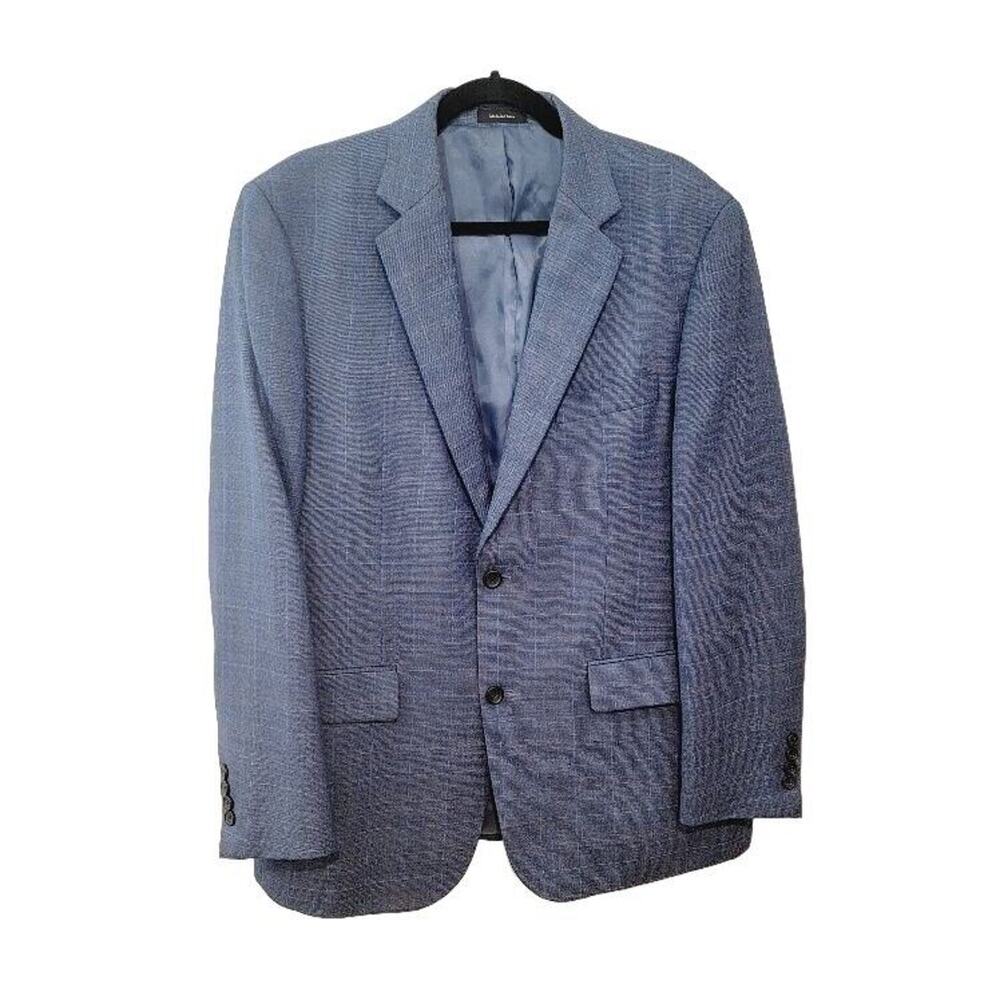 Joseph &‎ Feiss Wool Blazer Sportcoat 42R Men's Plaid Blue Two Button